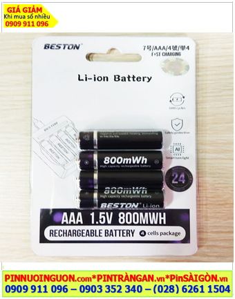 Beston 3AM, Pin Lithium AAA 1.5v Beston 3AM với 800mWh (=250mAh) chính hãng /Loại vỉ 4viên